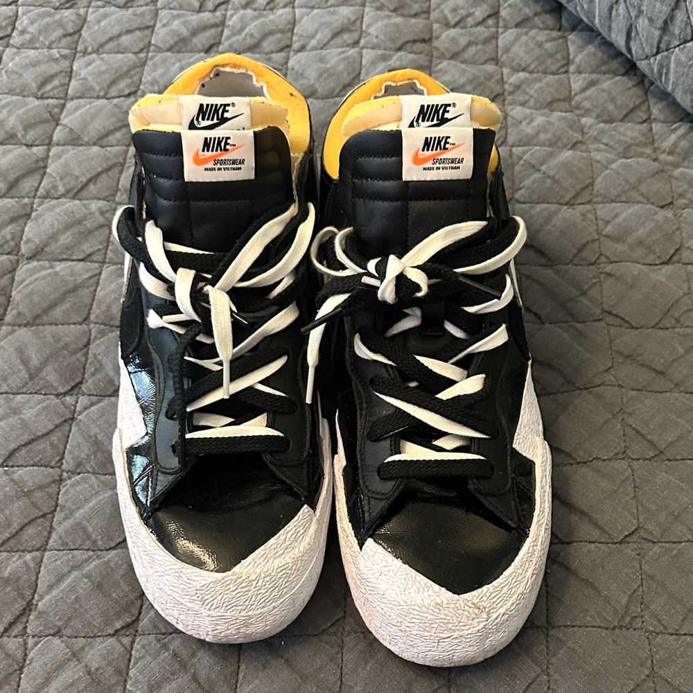Nike Black and White High-Tops with Yellow Accents